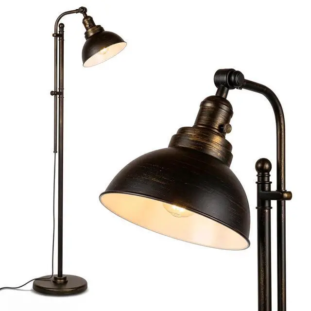 Main image of Brightech Dylan Industrial Floor Lamp for Living Rooms & Offices, Bright LED Light Charming Farmhouse Standing Lamp, Adjustable Head Reading for Bedroom, Stunning Living Room Decor