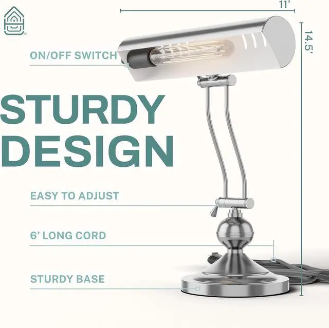 Alt view image 6 of 7 - Home Intuition Classic Antique Retro Adjustable Leaning Piano Lamp Banker Desk Light (Satin Nickel)