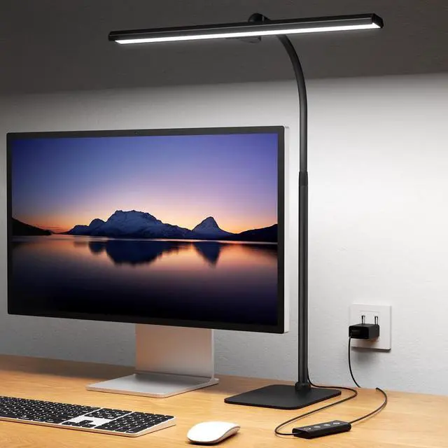 Main image of Kary LED Desk Lamps for Home Office, Tall Desk Light with Base, Flexible Gooseneck Adjustable 5-Level Dimmable Brightness & Color, Height Architect Lamp for Working, Reading, Crafting, Study