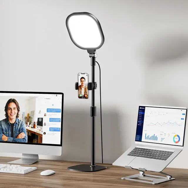Main image of LitONES Video Conference Lighting for Zoom Meeting, Ring Light for Desk with Flexible Stand, 30 Light Modes Ring Light for Computer, Video Lights & Memory Func for Video Calls, Live Stream, Webcam