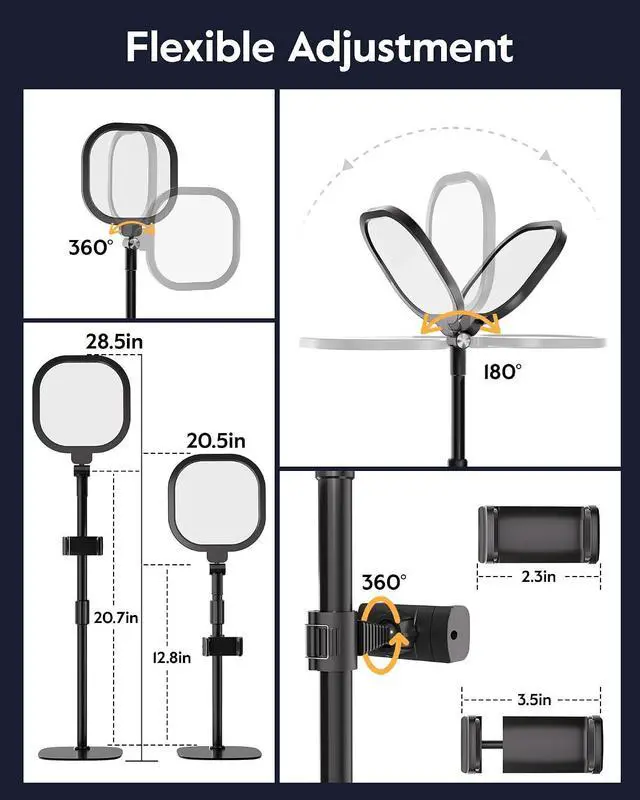 Alt view image 6 of 7 - LitONES Video Conference Lighting for Zoom Meeting, Ring Light for Desk with Flexible Stand, 30 Light Modes Ring Light for Computer, Video Lights & Memory Func for Video Calls, Live Stream, Webcam