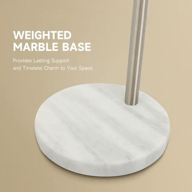 Alt view image 6 of 7 - CO-Z Modern Floor Lamp for Living Room, Brushed Nickel Arc Floor Lamp with LED Bulb, Marble Base Contemporary Tall Lamp for Living Room Couch Sofa, Height Up to 69 Inch