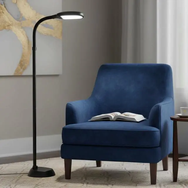 Alt view image 2 of 7 - Lavish Home Adjustable LED Floor Lamp with Bendable Neck - Full Spectrum Natural Sunlight LED Lamp for Bedroom and Living Room - Reading, Craft, and Esthetician Light (Black)