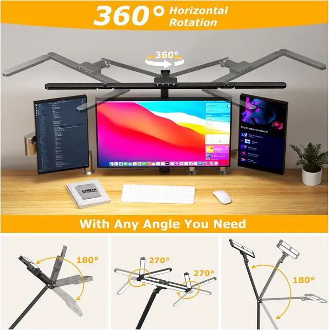 Alt view image 6 of 7 - Airlonv LED Desk Lamp with Clamp, Architect Desk Lamp for Home Office with Remote, 24W Ultra-Bright Desk Light with Stepless Dimming and Stepless Color Temp, Memory Function for Study and Workbench