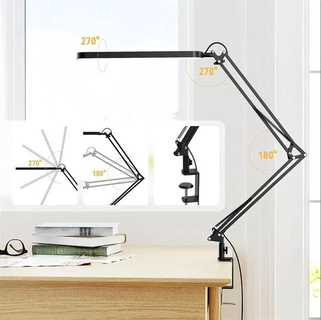 Alt view image 4 of 7 - SKYLEO Desk Lamp for Home Office, Eye Comfortable LED Desk Light for Long Hours, Adjustable Swing Arm with Memory Function, Black