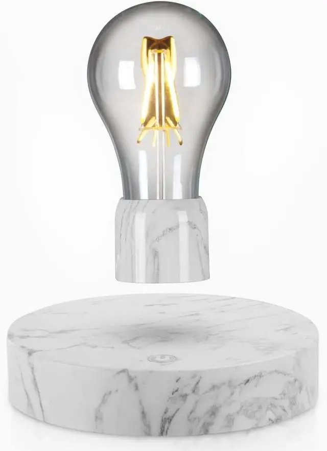 Main image of Magnetic Levitating Floating LED Light Bulb Desk Lamp for Unique Gifts, Room Decor, Night Light, Home Office Decor Desk Tech Toys (Round Marble Base)