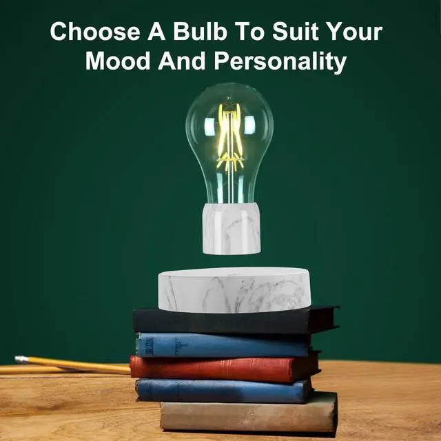 Alt view image 4 of 7 - Magnetic Levitating Floating LED Light Bulb Desk Lamp for Unique Gifts, Room Decor, Night Light, Home Office Decor Desk Tech Toys (Round Marble Base)