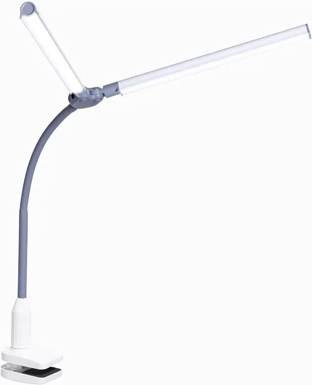Main image of DuoPro Clamp LED Lamp - 6,000K Daylight, 2,100 Lux at 12", 4 Brightness Levels, Anti-Glare Shades, Adjustable Arm, Slim Design, Perfect for Sewing, Reading, Crafts, Beauty Treatments - Grey/White