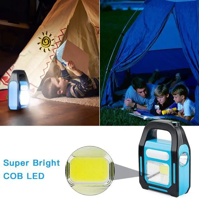 Alt view image 5 of 6 - 4 Pack 3 in 1 Solar USB Rechargeable Brightest COB LED Camping Lantern, Waterproof Emergency Flashlight LED Light