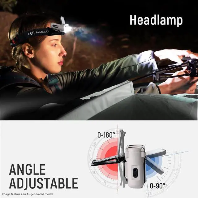 Alt view image 5 of 7 - Hopedone LED Hard Hat Light, 800Lumens Rechargeable Dimmable Clip on Cap Lights, 180°Adjustable Hat Flashlight Headlamp Waterproof for Running, Camping, Hunting, Cycling, Emergency