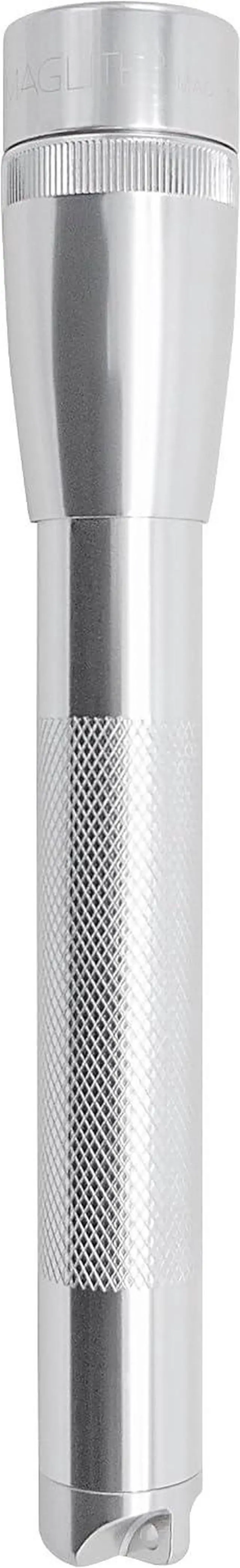 Main image of MagLite Mini LED 2-Cell AA Flashlight High-Powered Compact LED Light with Multi-Mode Function, Water-Resistant Aluminum Build, Adjustable Beam, Includes Batteries & Holster Silver
