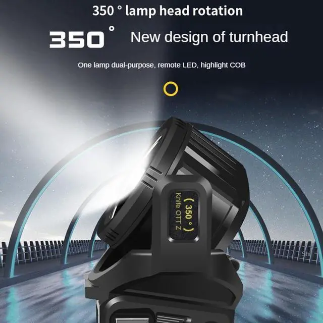 Alt view image 6 of 7 - 1300000 L Spotlight, Rechargeable Led Spotlight Flashlight with 350° Rotate Head, 9 Modes Super Bright Spot Lights Outdoor Handheld, IPX6 Waterproof Solar Flashlight for Emergencies