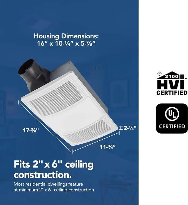 Alt view image 4 of 7 - Broan-NuTone BHFLED110 PowerHeat Bathroom Exhaust Fan, Heater, and LED Light Combination, 110 CFM