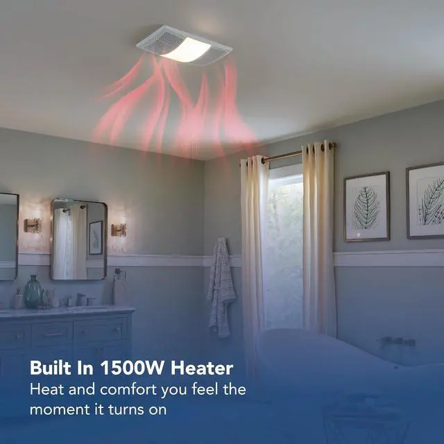 Alt view image 5 of 7 - Broan-NuTone BHFLED110 PowerHeat Bathroom Exhaust Fan, Heater, and LED Light Combination, 110 CFM
