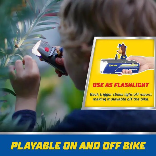 Alt view image 4 of 7 - Energizer PAW Patrol Chase Bike Light, for Kid's Bikes and Scooters, PAW Patrol Toy Flashlight for Boys and Girls (Batteries Included)