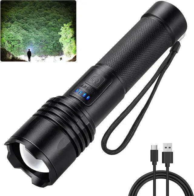Main image of Alicegirl Rechargeable 99000 High Lumens LED Flashlights, Super Bright Flashlight with 3 Modes, IPX6 Waterproof, Powerful Handheld Flash Light for Home Camping Emergency (Black)