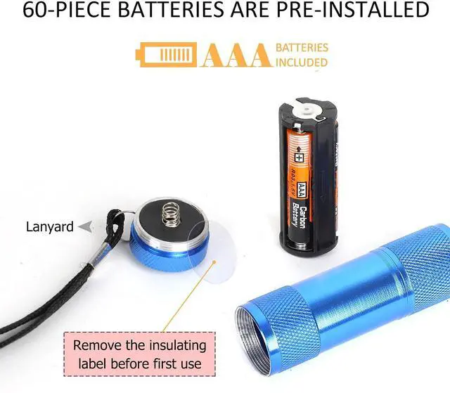 Alt view image 6 of 7 - FASTPRO 20-Pack Aluminum 6-LED Flashlights Set with Lanyard and AAA Batteries Included and Pre-Installed