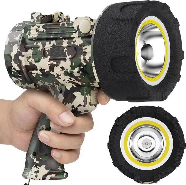 Main image of BUYSIGHT Rechargeable Spotlight Flashlight, TURE 1600 high lumens Hand held Spotlight Waterproof Flashlight Hunting floodlight with red Filter(Camouflage Green-COB)