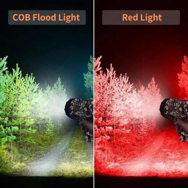 Alt view image 3 of 7 - BUYSIGHT Rechargeable Spotlight Flashlight, TURE 1600 high lumens Hand held Spotlight Waterproof Flashlight Hunting floodlight with red Filter(Camouflage Green-COB)