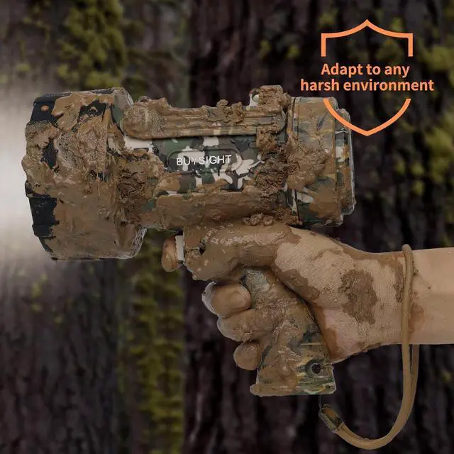 Alt view image 4 of 7 - BUYSIGHT Rechargeable Spotlight Flashlight, TURE 1600 high lumens Hand held Spotlight Waterproof Flashlight Hunting floodlight with red Filter(Camouflage Green-COB)
