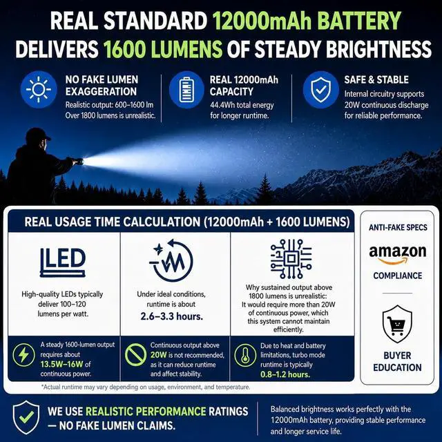 Alt view image 2 of 7 - BUYSIGHT Rechargeable Spotlight Flashlight, TURE 1600 high lumens Hand held Spotlight Waterproof Flashlight Hunting floodlight with red Filter(Camouflage Green-COB)