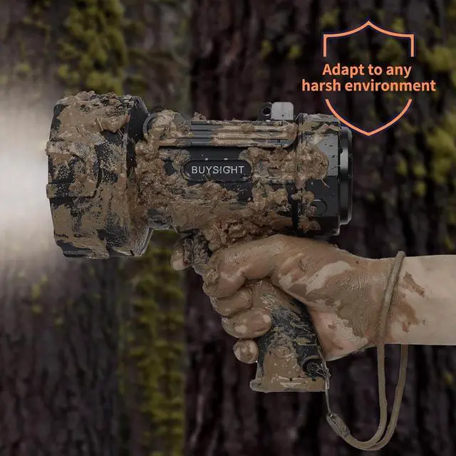 Alt view image 4 of 7 - BUYSIGHT Rechargeable Spotlight Flashlight, TURE 1600 high lumens Hand held Spotlight Waterproof Flashlight Hunting floodlight with red Filter (Graphite Black-COB)