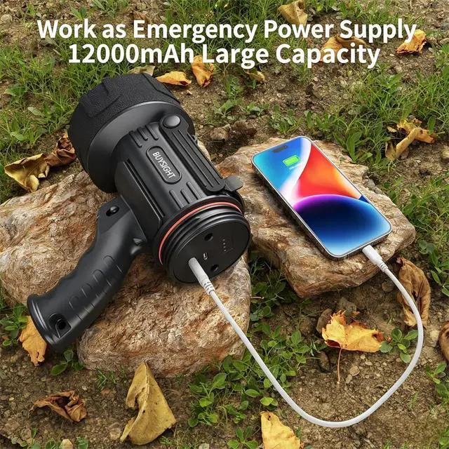 Alt view image 6 of 7 - BUYSIGHT Rechargeable Spotlight Flashlight, TURE 1600 high lumens Hand held Spotlight Waterproof Flashlight Hunting floodlight with red Filter (Graphite Black-COB)