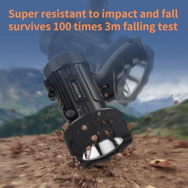 Alt view image 7 of 7 - BUYSIGHT Rechargeable Spotlight Flashlight, TURE 1600 high lumens Hand held Spotlight Waterproof Flashlight Hunting floodlight with red Filter (Graphite Black-COB)