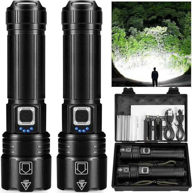 Main image of Rechargeable LED Flashlight High Lumens, 80000 Lumens Bright Powerful Flashlight, 5 Modes, IPX6 Waterproof Handheld Flash Light for Camping Hiking