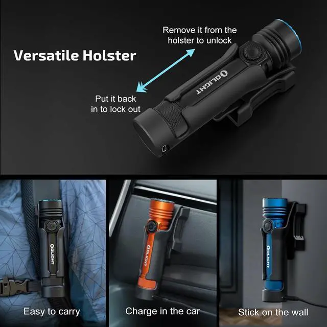Alt view image 6 of 7 - OLIGHT Seeker 4 Pro Rechargeable Flashlights, 4600 Lumens High Powerful Bright Light with USB C Holster, Waterproof IPX8 for Emergencies, Camping, Searching (Matte Black Cool White)