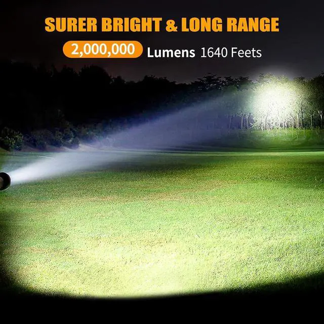 Alt view image 2 of 7 - Rechargeable Spotlight, 2000000 LM Super Bright Spotlight Flashlight, Long Running Spot Light Searchlight, Outdoor Handheld LED Flashlight High Lumens with Solar Panels for Hunting Camping Boat
