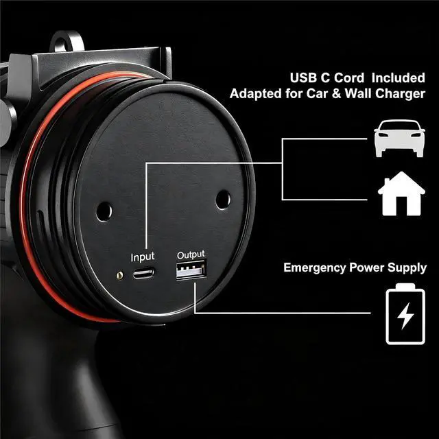 Alt view image 5 of 7 - BUYSIGHT Rechargeable Spotlight Flashlight, TURE 800 lumens IPX7 Waterproof Flashlight Hunting Lamp with red Filter (Black)