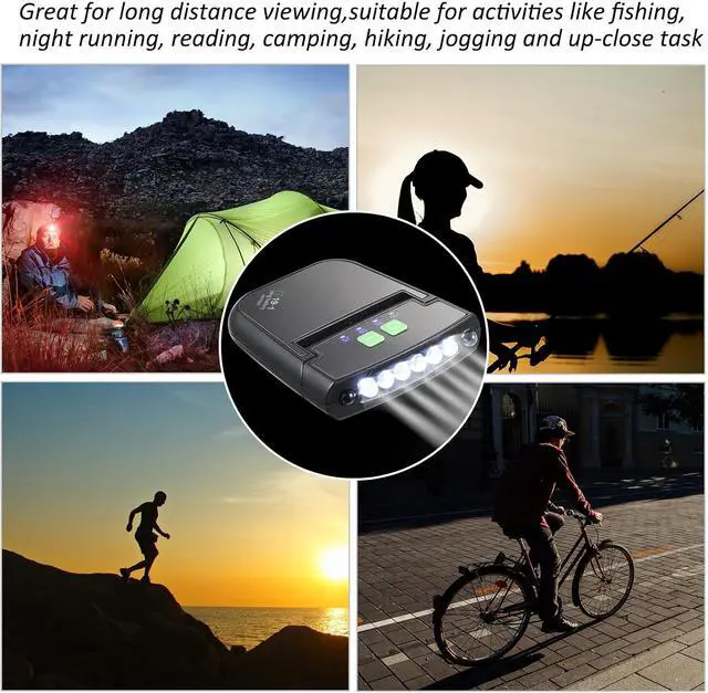 Alt view image 7 of 7 - Mudder LED Clip on Cap Lights USB Rechargeable Cap Flashlight Clip Waterproof Ultra Bright Hat Flashlight Headlamp for Fishing Camping Hand Work