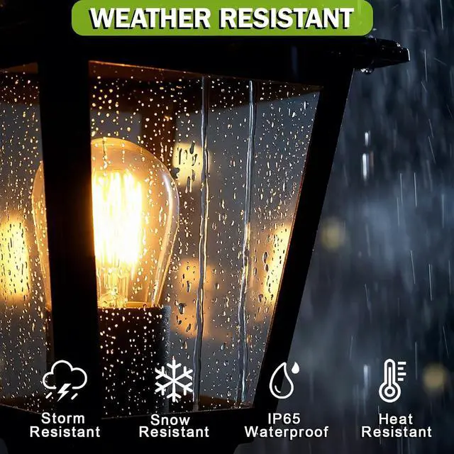 Alt view image 2 of 7 - LIT-PaTH Outdoor Post Lighting Fixture Pole Lantern, E26 Medium Base Max 60W, Aluminum Housing Plus Clear Glass, Bulb Not Included, Matte Black Finish, 1-Pack