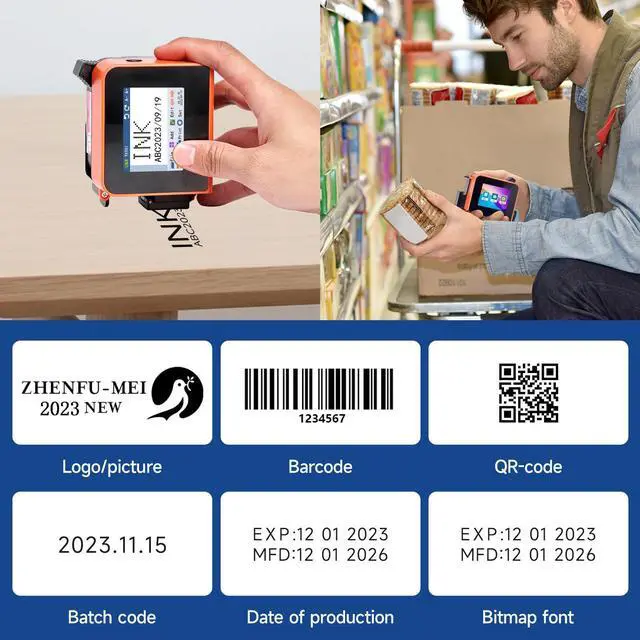 Alt view image 2 of 5 - Smart Mini Handheld Printer  ZF-T1 MINI Portable Handheld Inkjet Printer with 2.4 Inch Touch Screen Pocket Inkjet Coding Machine .Printing/Barcode/Date/Logo/Batch Series Number etc(green Color)