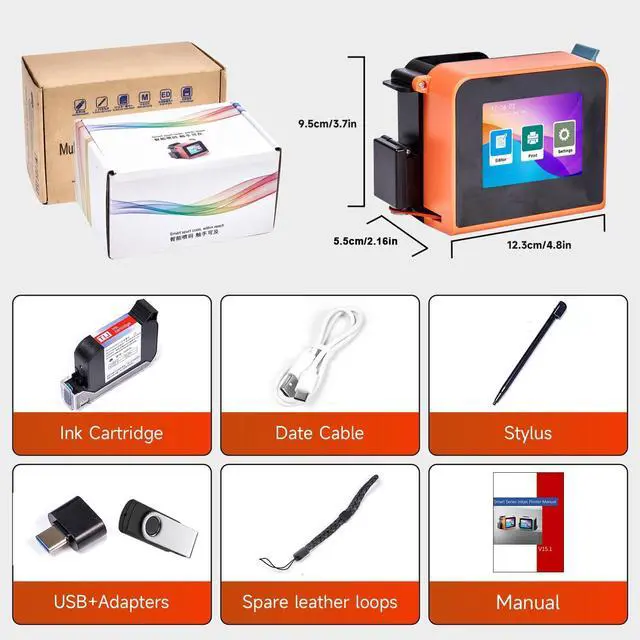 Alt view image 5 of 5 - Smart Mini Handheld Printer  ZF-T1 MINI Portable Handheld Inkjet Printer with 2.4 Inch Touch Screen Pocket Inkjet Coding Machine .Printing/Barcode/Date/Logo/Batch Series Number etc(green Color)