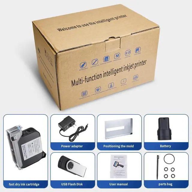 Alt view image 7 of 7 - ZHENFU-MEI MX3 Handheld Inkjet Printer - Fast-Drying Genuine Ink - Print Labels, Logos, Dates, Codes on Plastic, Bags & Packaging | LED Touch Screen