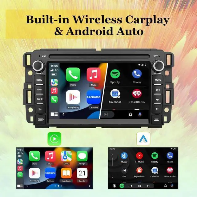 Alt view image 3 of 7 - litillbuly Car Radio Stereo for GMC Sierra Yukon Chevrolet Buick Chevy Silverado Radio,7 Inch Touch Screen Navigation Stereo with Bluetooth WiFi Mirror Link SWC Support CarPlay Android Auto