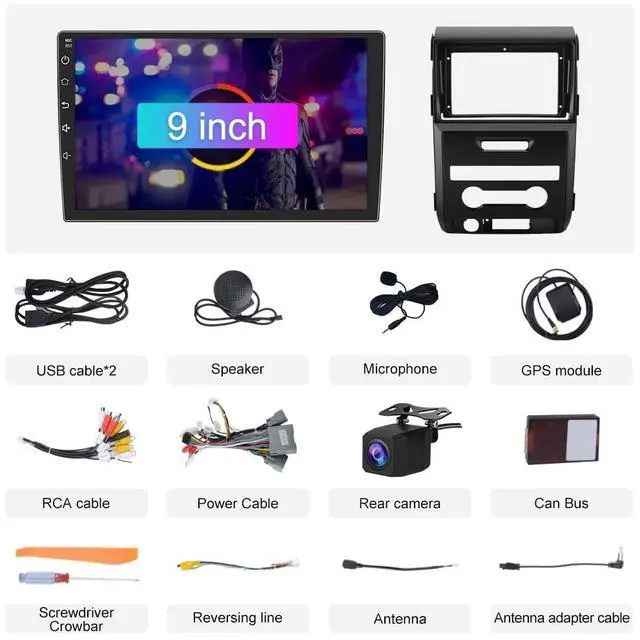 Alt view image 7 of 7 - litillbuly Car Radio Stereo [2G+32G ] for Ford F150 F-150 2009 2010 2011 2012, 9 inch Touch Screen Android 13 Head Unit with CarPlay/Android Auto SWC GPS WiFi Backup Camera