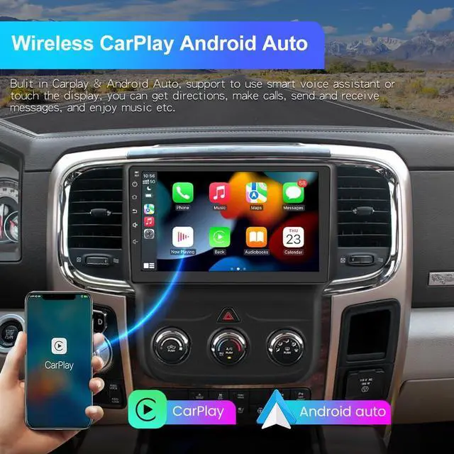 Alt view image 3 of 6 - litillbuly Android 13 [2GB+32GB] Car Radio Compatible for Dodge Ram 2013-2019 1500 2500 3500 with Wireless CarPlay Android Auto, 9 Inch Stereo with Reverse Camera(Only fit Manual AC)