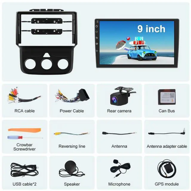 Alt view image 6 of 6 - litillbuly Android 13 [2GB+32GB] Car Radio Compatible for Dodge Ram 2013-2019 1500 2500 3500 with Wireless CarPlay Android Auto, 9 Inch Stereo with Reverse Camera(Only fit Manual AC)