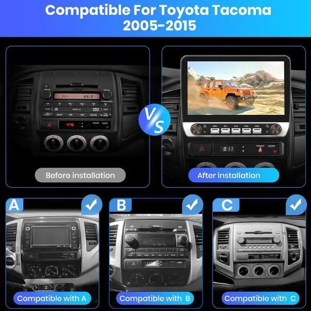 Alt view image 2 of 7 - litillbuly Android 13 Car Radio[2+64GB] for Toyota Tacoma 2005-2015, 10 Touch Screen Stereo Head Unit with Keys and knobs Support JBL System Wireless Carplay Android Auto WiFi Bluetooth Navigation