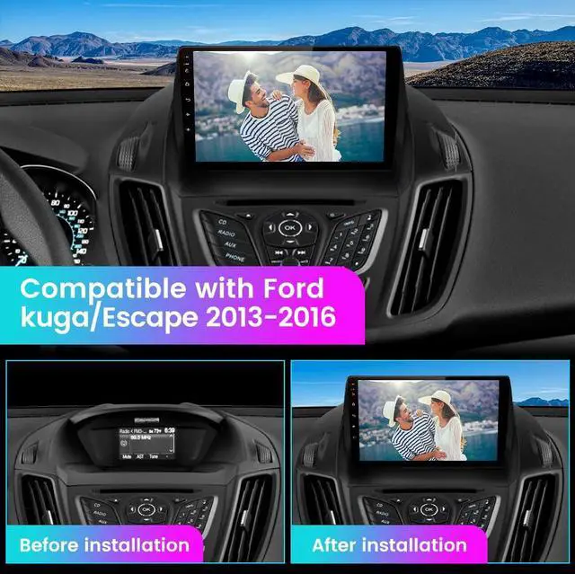 Alt view image 2 of 7 - litillbuly Android 13 [2GB+64GB] Car Radio Compatible for Ford Escape 2013-2016 with Reverse Camera, 9 Inch Touch Screen with GPS/FM/WiFi/Reverse Camera, Support SWC Wireless CarPlay Android Auto