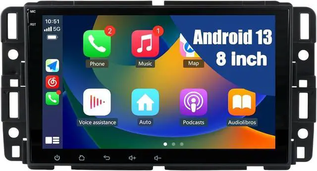 Main image of litillbuly Android 13 [2G+64G] Car Radio for GMC Sierra Yukon Chevrolet Buick Chevy Silverado,8 Inch Touch Screen Stereo with GPS WiFi SWC Wireless Apple CarPlay Android Auto