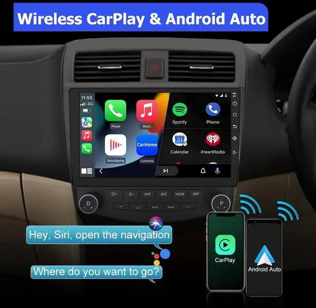 Alt view image 3 of 6 - litillbuly 10.1 Inch Car Stereo Radio 2G RAM + 32G ROM Compatible for Honda Accord 7th 2003-2007 with Wireless CarPlay & Android Auto,Android 13 Player Radio with Bluetooth,WiFi,SWC,Mirror Link,GPS