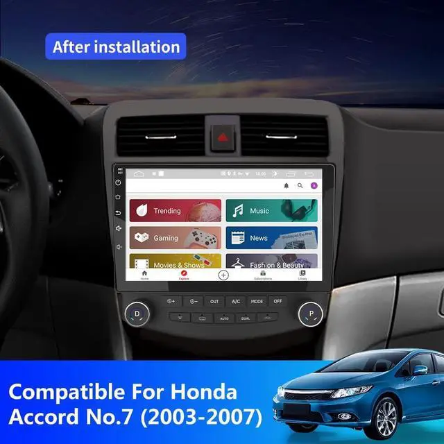 Alt view image 2 of 6 - litillbuly 10.1 Inch Car Stereo Radio 2G RAM + 32G ROM Compatible for Honda Accord 7th 2003-2007 with Wireless CarPlay & Android Auto,Android 13 Player Radio with Bluetooth,WiFi,SWC,Mirror Link,GPS