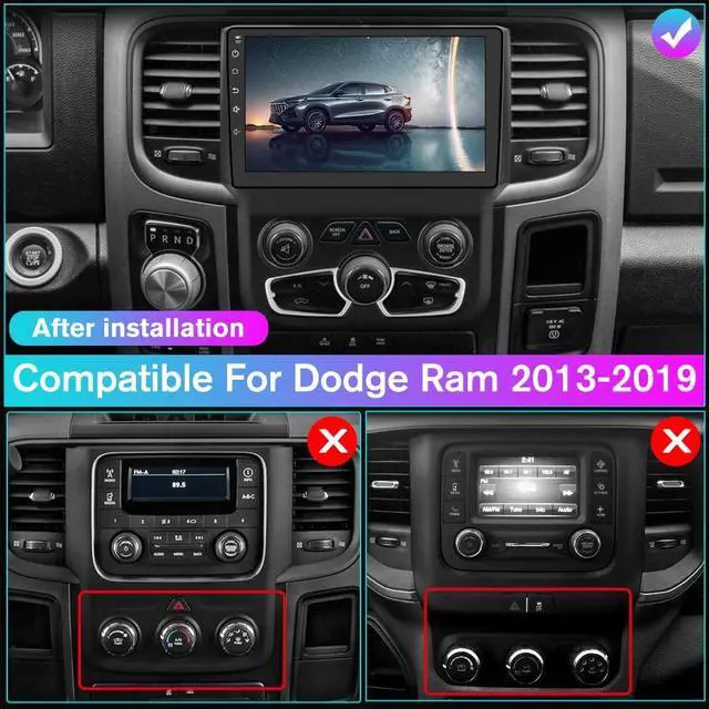 Alt view image 2 of 6 - litillbuly Android Car Radio Compatible for Dodge Ram 2013-2019 1500 2500 3500 with Wireless CarPlay Android Auto, 9 Inch Stereo with GPS/FM/WiFi/USB/SWCOnly fit Automatic AC[2GB+64GB]