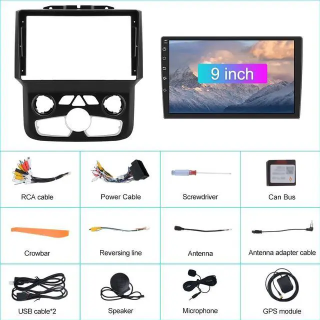 Alt view image 6 of 6 - litillbuly Android Car Radio Compatible for Dodge Ram 2013-2019 1500 2500 3500 with Wireless CarPlay Android Auto, 9 Inch Stereo with GPS/FM/WiFi/USB/SWCOnly fit Automatic AC[2GB+64GB]