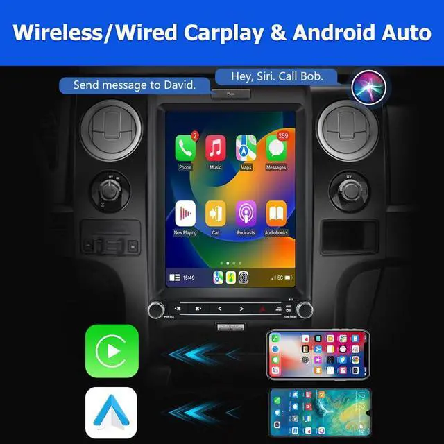 Alt view image 3 of 7 - litillbuly Android 13 Car Radio [4GRAM+64GROM] for Ford F150 2013 2014,12.1 Inch T Style with Wireless CarPlay Android Auto GPS DSP WiFi Bluetooth SWC HDMI Output