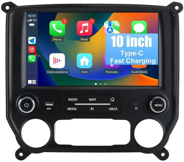 Main image of litillbuly Android 13 [2G+32G] Car Stereo Radio Compatible for Chevrolet Silverado/GMC Sierra 2014-2019,10 Inch Wireless CarPlay Android Auto Head Unit Built-in DSP WiFi SWC Type-C Fast Charging